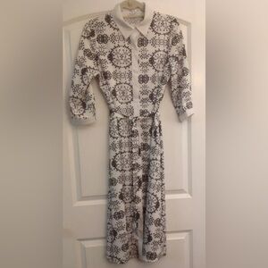 White and Black Patterned Women's Dress